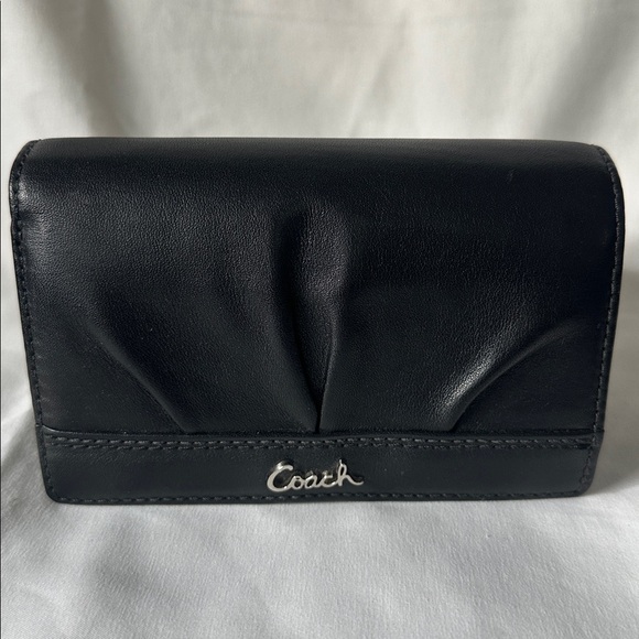 Coach Black Leather Fold Wallet - Picture 7 of 11